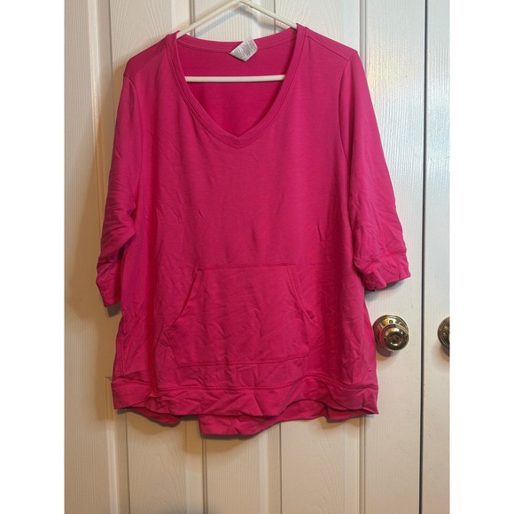 Danskin Now Tops - Danskin Now Pink Flame Athleisure Tunic V-Neck Kangaroo Pocket 2X new with tags